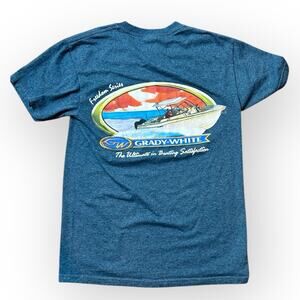 Grady White Women’s Grey Blue T-shirt With Logo And Boat Image, Size S